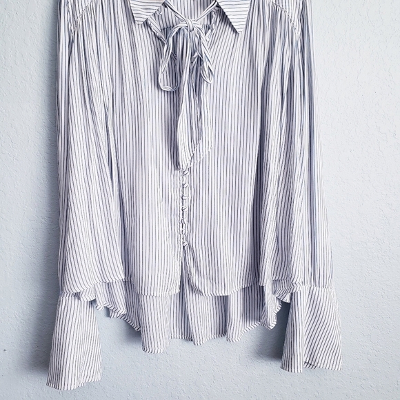 Free People Striped Modern Muse Neck Tie Blouse - Picture 4 of 7